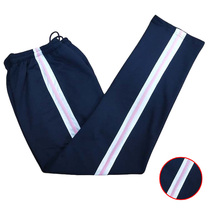 Cotton spring and summer Tibetan sports pants color white wide strip powder side school dress pants students Leisure loose and breathable straight pants