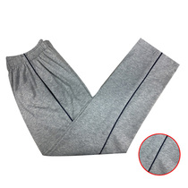 Customized men and women autumn and winter cotton trousers Gray plus Tibetan green fine edge Primary School junior high school uniforms sports pants high waist
