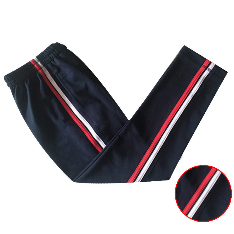 Customized pants spring and summer double bar Tibet green color and classic white red bar loose all-cotton student sports pants school
