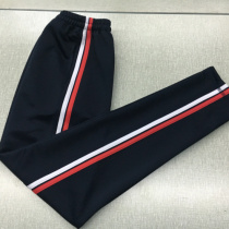 Quick-drying pants deep Tibetan green inlaid white red bar bar school pants same pants high waist pants mens and womens sports pants loose trousers