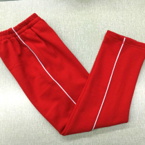 Spring and autumn hairy ring big red white thin bar trousers school pants same mens and womens sports pants student youth