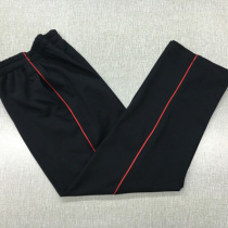 Spring and summer black Tibetan green inlaid red fine bar strip school pants same casual pants boys and girls sports pants
