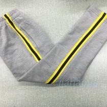 Customized cotton spring and summer autumn trousers light gray yellow wide bar black sports pants school clothes pants Tide pants