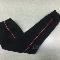 Autumn and winter cotton fleece black Tibetan classic orange fine bar closed toe toe school pants boys and girls sports pants