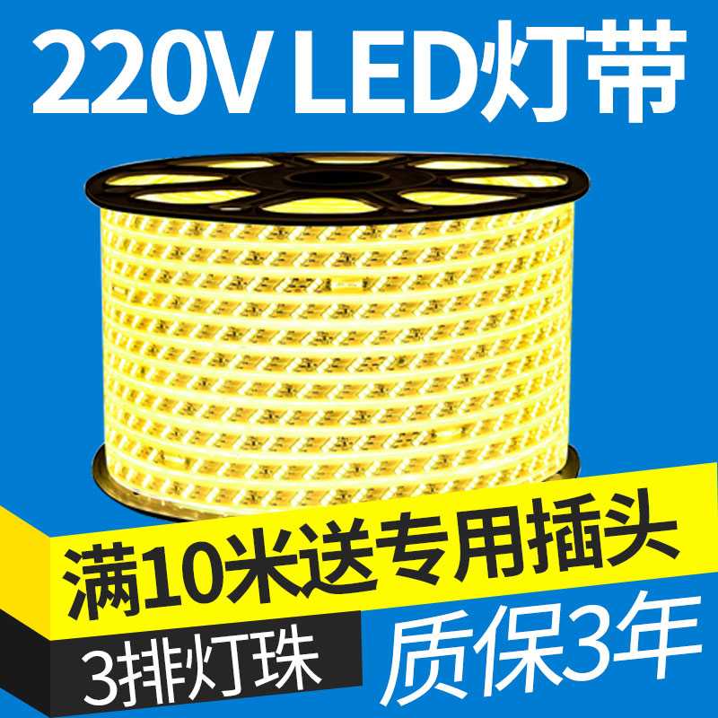 220V three-row led2835 copper wire version Bright Living Room Ceiling Decoration Line Lamp Outdoor Super Bright Waterproof Soft Light