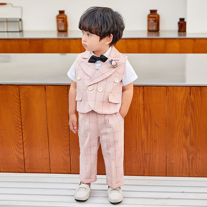 Children's suit suit boys suit handsome one-year-old dress male treasure spring and autumn casual flower girl birthday vest performance