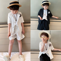 Childrens suit suit casual boy dress Korean version of the trend flower boy suit catwalk show host performance Foreign atmosphere