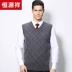 Hengyuanxiang thương hiệu áo len nam chính đầu tóc vest mùa thu mới vest vai đan vest trung niên V lãnh thổ len dệt kim Dệt kim Vest