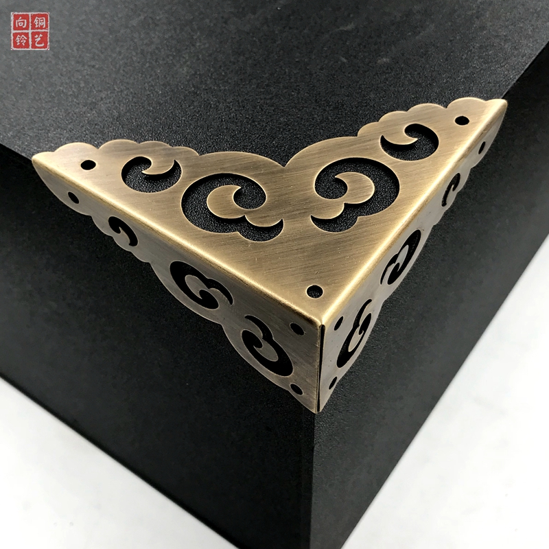 Pure copper imitation ancient brass corner guard cabinet door Zhangwood case full copper corner sheet medicine cabinet decoration three sides copper corner code corner flower bag corner