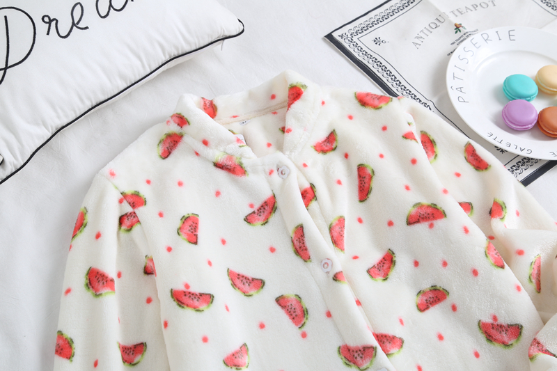 Mùa thu và mùa đông flannel đơn áo ngủ phụ nữ cộng với nhung dày lông cừu dịch vụ nhà dài tay đơn giản kích thước lớn cộng với thẻ béo đồ lót nữ