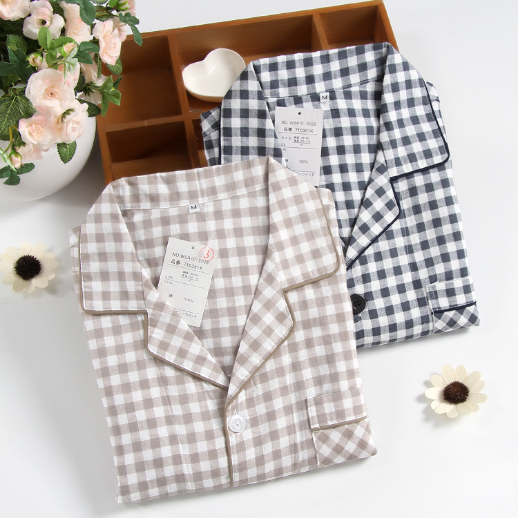 Bông gạc đồ ngủ nam mùa hè ngắn tay quần short siêu mỏng vải cotton nửa tay áo nửa quần nhà dịch vụ phù hợp với lưới