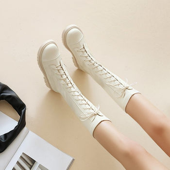 Girls' Long Boots, Autumn and Winter Fleece-Lined Cotton Boots, Girls' Catwalk Leather Boots, Medium and Large Children's Long Boots, Children's High-Top Martin Boots