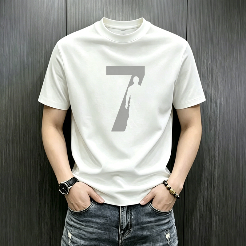Trendy Number 7 Printed Short-Sleeved T-Shirt for Men and Women, Round Neck, Pure Cotton, Breathable, Loose, Trendy Brand, Casual, Comfortable, Ins Top Trendy Number 7 Printed Short-Sleeved T-Shirt for Men and Women, Round Neck, Pure Cotton, Breathable, Loose, Trendy Brand, Casual, Comfortable, Ins Top