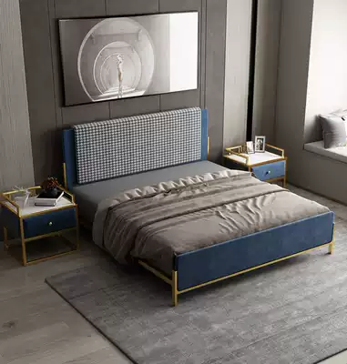 Light luxury iron bed simple modern bedroom golden double bed 1 8 m home frame bed 1 5 m cloth iron bed frame