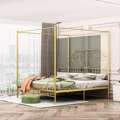 The Nordic wrought-iron beds 1 8 meters double simple modern princess bed creative hob 1 5 meters gold iron bedstead