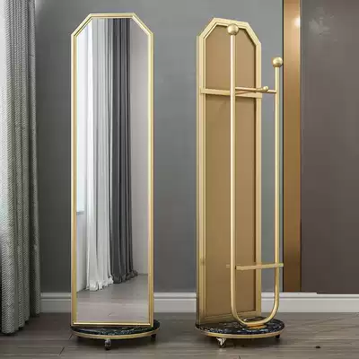 Light luxury full-body full-length mirror modern home bedroom clothes vanity mirror integrated multi-function rotating floor full-length mirror