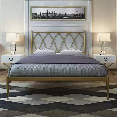 Golden iron bed double bed 1 8 meters 1 5 meters 1 2 meters Nordic simple modern adult iron frame bed princess bed