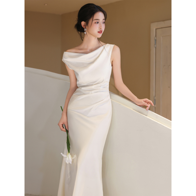 White Engagement Dress with a High-End Feel, 2026 New Style, First Love Feel, Registration and Certificate-Taking White Dress, Elegant Summer Dress
