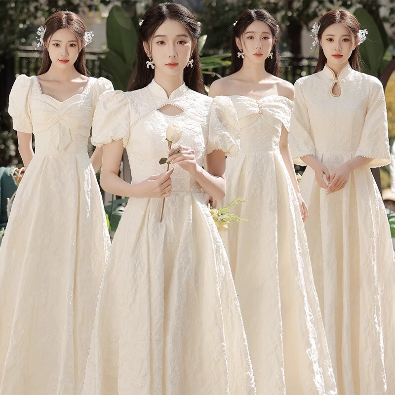 Chinese-Style Bridesmaid Dress in Champagne Color, 2026 New Model, High-End Niche Chinese-Style Sister Group Dress, Suitable for Petite Women and Can Be Worn Daily Chinese-Style Bridesmaid Dress in Champagne Color, 2026 New Model, High-End Niche Chinese-Style Sister Group Dress, Suitable for Petite Women and Can Be Worn Daily