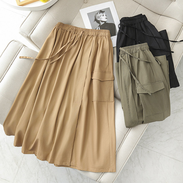 Workwear skirt plus size mid-length a-line skirt with large hem