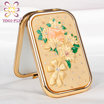 YOGI-FLY yagfield white girlfriend gift makeup mirror portable double-sided folding small mirror