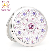 Yagerfi portable makeup mirror folding portable double-sided high magnification Crystal Mirror Lady birthday gift