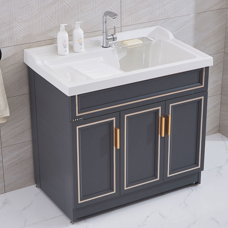 Sofitel Quartz Stone Space Aluminum Laundry Cabinet Bathroom Balcony Laundry Pool with Washboard Floor Small Household