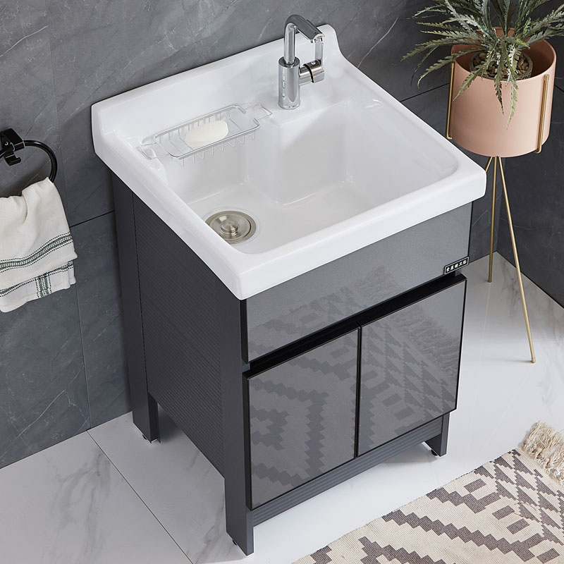 Balcony laundry wardrobe bathroom cabinet combination with washboard space aluminum sink small apartment single cabinet washbasin basin integrated