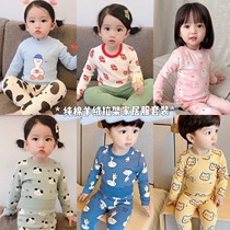 Girl Sleepwear Winter Thickening Cute Boys Baby Home Conserved Autumn Winter Mill Fur Pure Cotton Childrens Autumn Clothes Pants