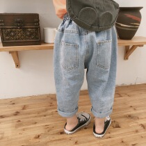 Girl Pants Radish Pants Loose Foreign Air Boy Baby Jeans Old Daddy Children Spring Autumn and Damp Pants