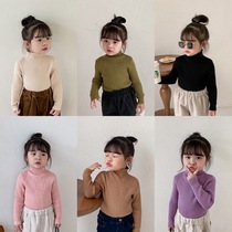 Girl Beating Bottom Fur Coat Autumn Winter Half High Collar Thickened Knit Korean Version Foreign Air Tight baby Childrens undershirt inner lap