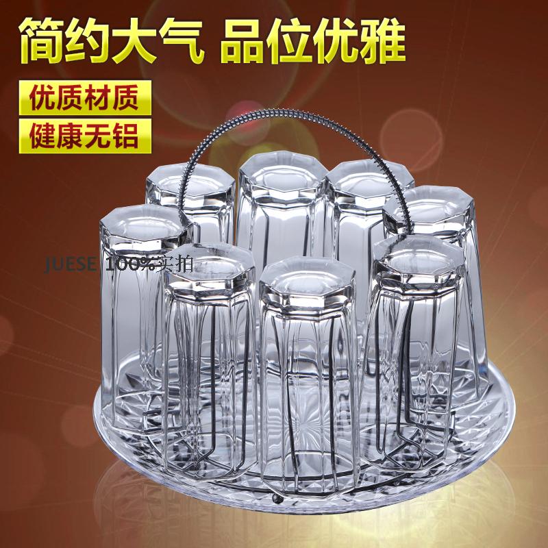 Stainless steel drain cup holder household upside-down six-handle head round simple kitchen rack creative water cup hanger