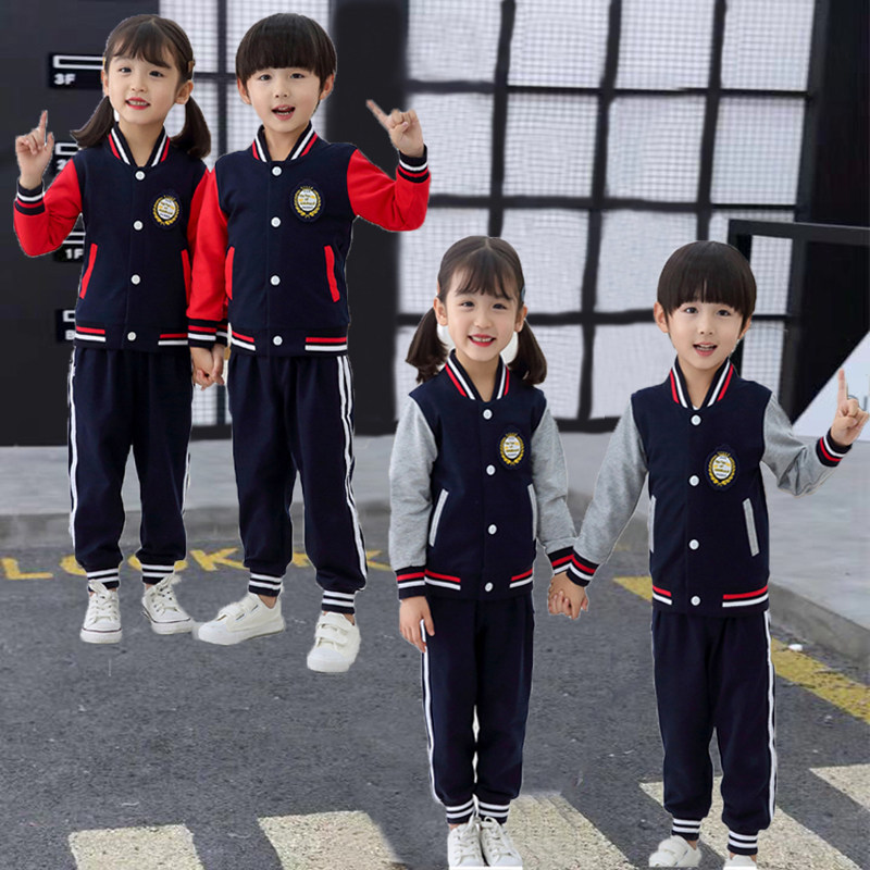 Kindergarten uniforms spring and autumn winter clothing British school uniforms custom baseball children's clothing sports long-sleeved suits group performance clothing