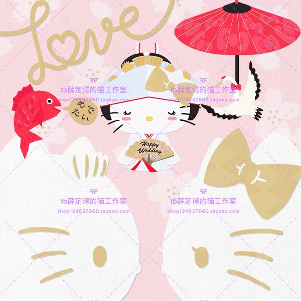 61 Hello kitty japanese Style Wedding free of button PNG stickup wallpaper material