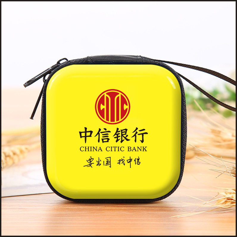 Creative event promotion gift mini tinplate earphone bag advertising coin purse custom color LOGO storage box