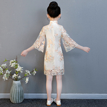 Chinese style childrens cheongsam Summer Girl improved thin summer dress little girl foreign style Tang dress female child Hanfu