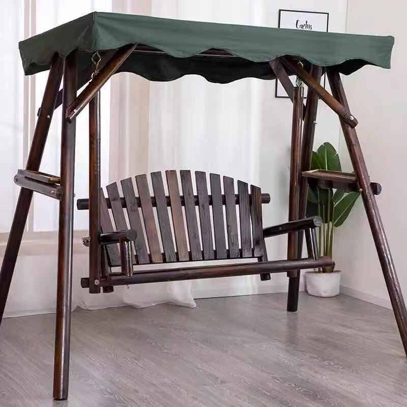 Outdoor swing anticorrosive wood solid wood swing with top balcony wooden hanging chair double wooden courtyard outdoor swing