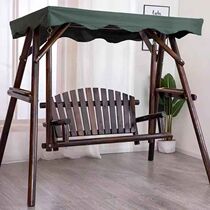 Outdoor swing anti-corrosion wood solid wood swing with top balcony wooden hanging chair double wooden courtyard outdoor swing