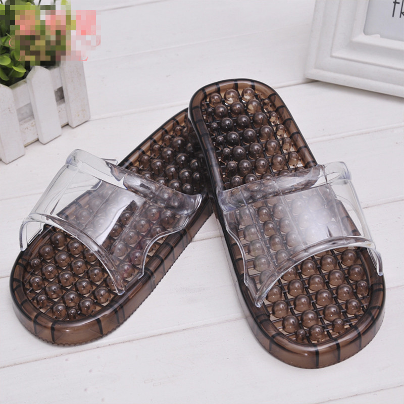 Korean Men's and Women's Bathroom Anti-Leak Massage Slippers, Non-Slip Summer Plastic Shower Slippers for Couples at Home