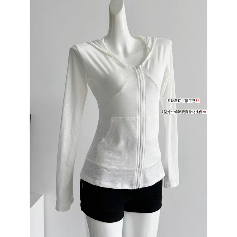 Jianmanni Hooded Zip-Up Sun-Protective Long-Sleeve T-Shirt for Women, Slim-Fit, Waist-Cinching Cardigan, Sports Top, Summer Jacket Jianmanni Hooded Zip-Up Sun-Protective Long-Sleeve T-Shirt for Women, Slim-Fit, Waist-Cinching Cardigan, Sports Top, Summer Jacket