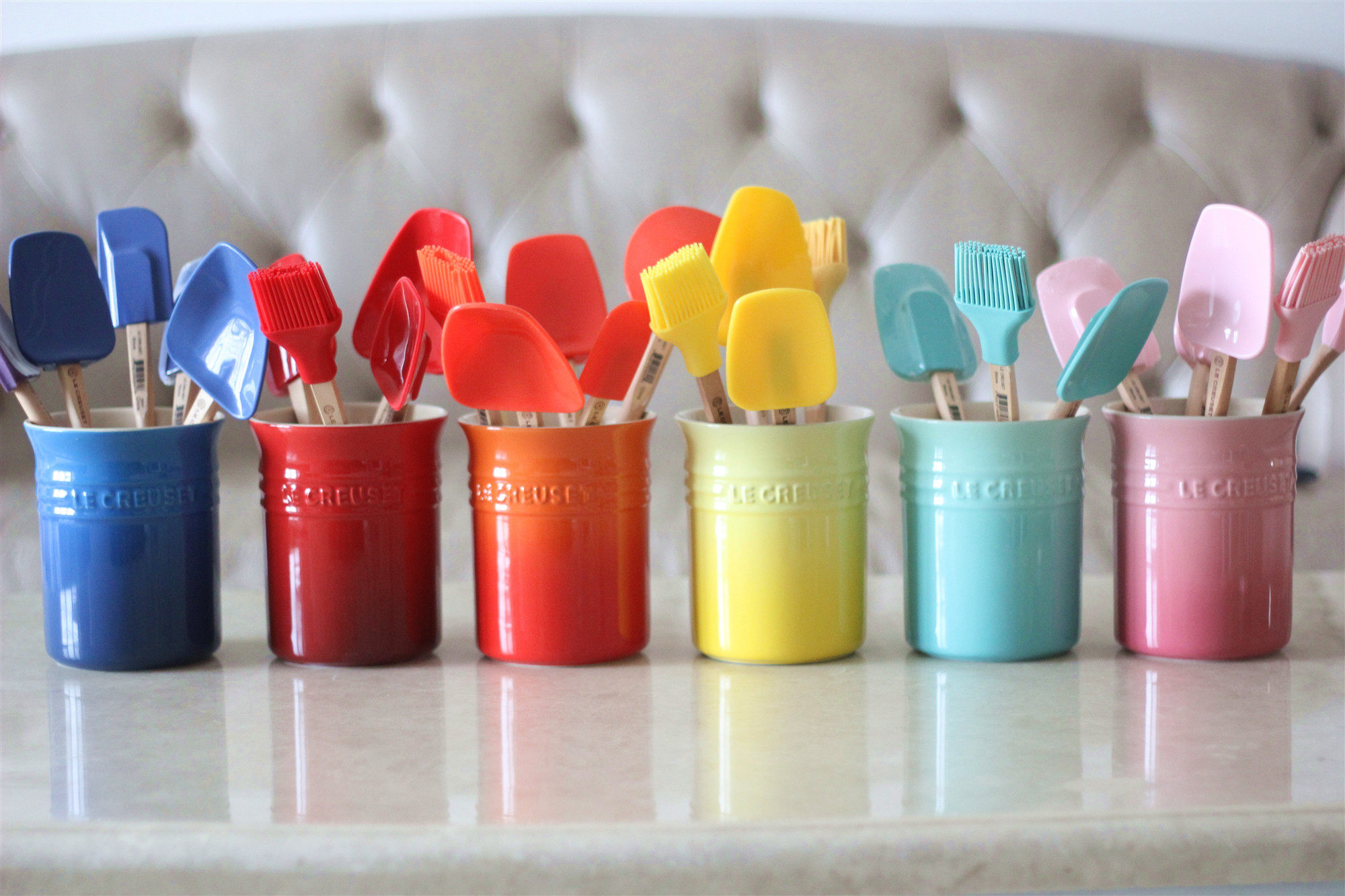 Colorful Le Creuset Tools Bucket Bucket Bucket Bucket Bucket Cover can be used as vase crystal blue spot