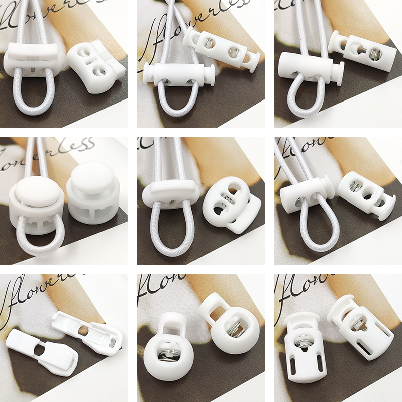 Plastic Pure White Elastic Cord Adjustment Buckle for Trouser Legs, Clothing Hem, Drawstring, Spring Buckle, Clothing Accessories