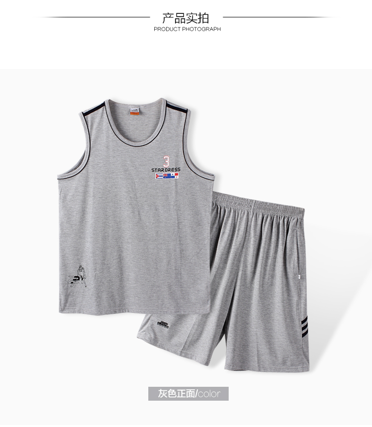 Mùa hè thể thao vest nam quần short ngắn tay phù hợp với cotton thoáng khí thấm mồ hôi cotton quần áo chạy - Thể thao sau bộ quần áo adidas nữ mùa hè