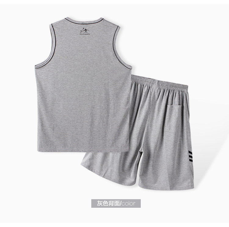 Mùa hè thể thao vest nam quần short ngắn tay phù hợp với cotton thoáng khí thấm mồ hôi cotton quần áo chạy - Thể thao sau bộ quần áo adidas nữ mùa hè