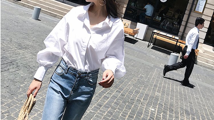 Áo sơ mi nữ Áo dài nữ 2018 Mới Xuân Thu Đông Hàn Quốc Sinh viên Hàn Quốc ulzzang Áo dài tay lưới màu đỏ và trắng các kiểu áo voan đẹp
