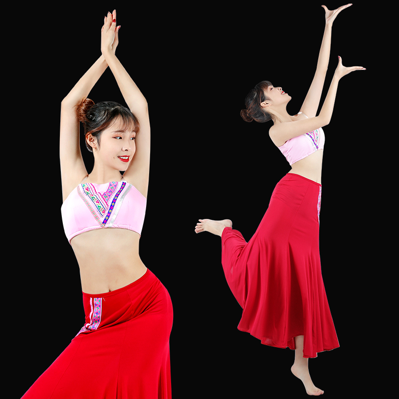 Dai bandeau dance costume Adult female performance costume Practice dance skirt Art examination Peacock performance costume practice skirt suit