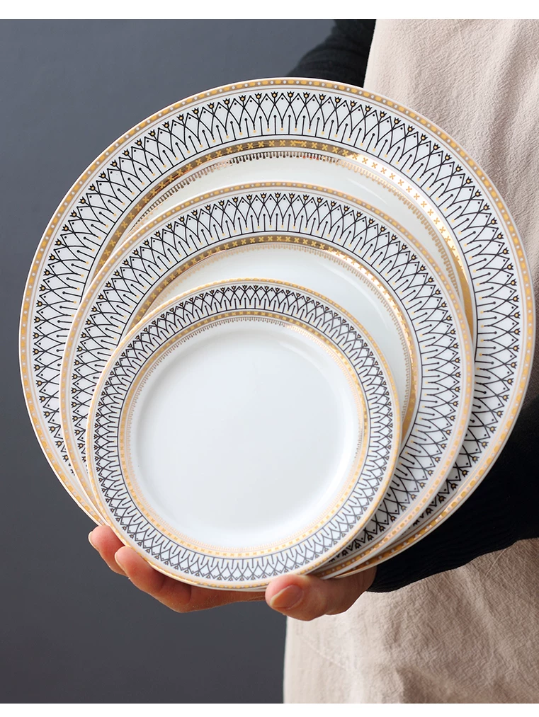 Creative dinner plate, ceramic tableware, set, European style, light luxury style