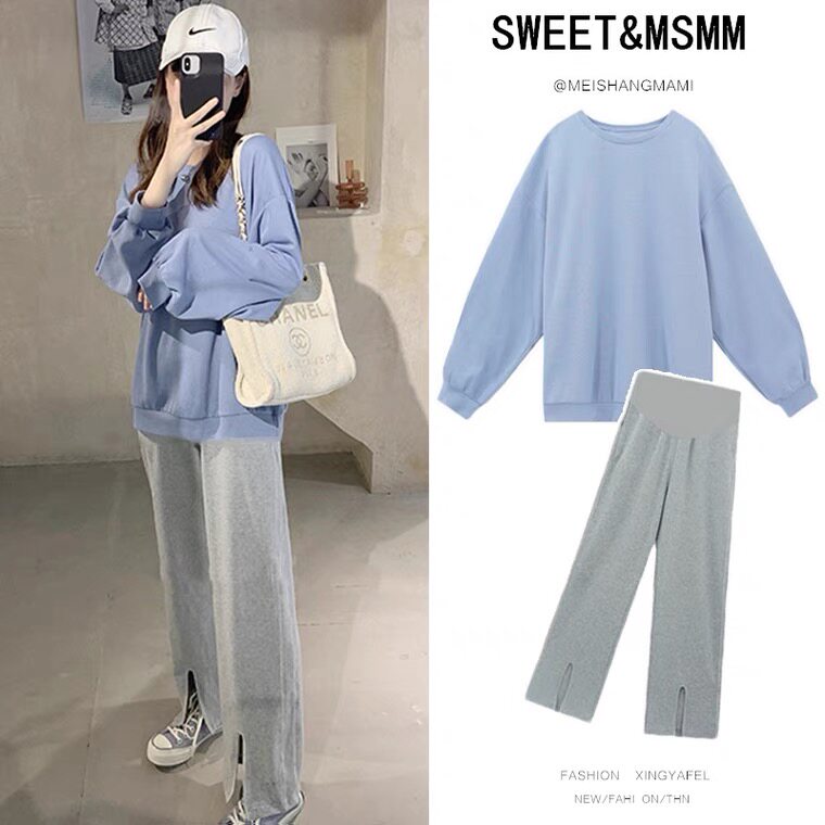 Pregnant Woman Spring Clothing Suit Fashion Out of Spring and Autumn Clothing Nets Red not Pregnant Springtime Sports Casual 2 Style