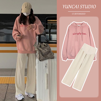 Pregnant Woman Suit Autumn Clothing Woman Loose Jacket Fashion Out Spring Autumn New Broadlegged Pants Casual Two-piece Set