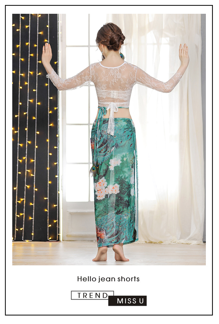 Múa bụng 2019 mới phù hợp với nữ mới bắt đầu tập quần áo múa phương Đông quần áo lông chim công mùa hè khăn quàng hông - Khiêu vũ / Thể dục nhịp điệu / Thể dục dụng cụ giày khiêu vũ nữ đẹp